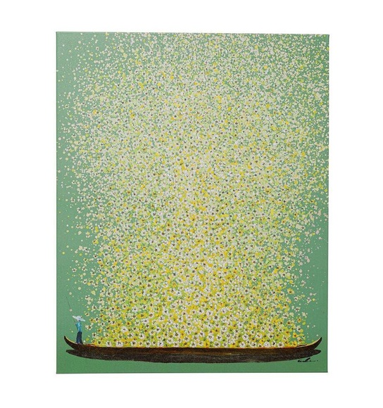 Leinwandbild Flower Boat Lila weiss 120x160