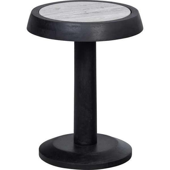 Beistelltisch Nanne Mangoholz Marmor schwarz 36x36
