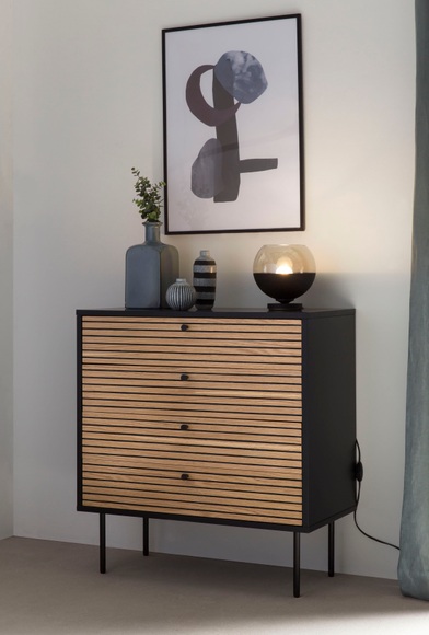 Kommode Echtholzfurnier 80x40x85 schwarz