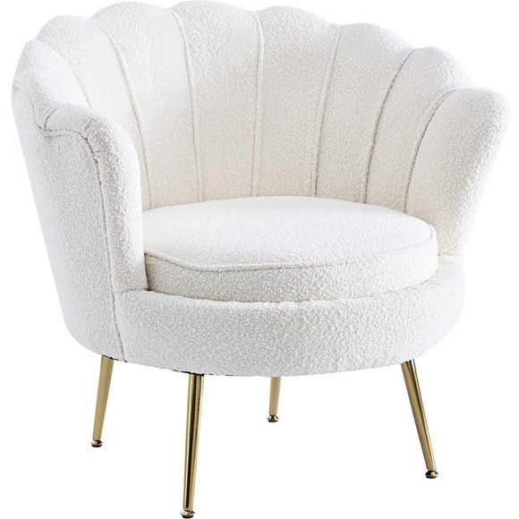 Muschelsessel Flubstox Bouclé Stoff Metall beige