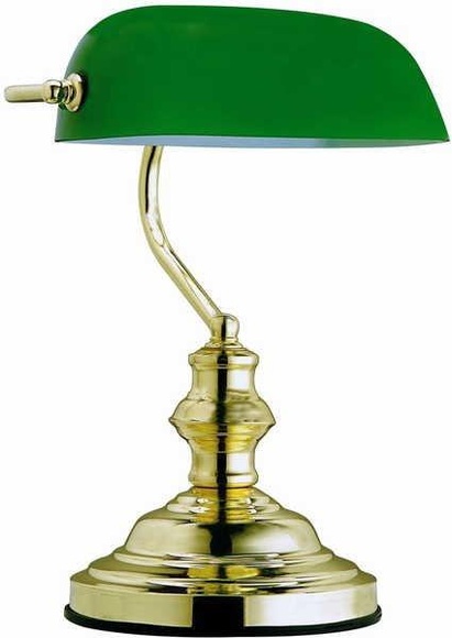 GLOBO ANTIQUE Tischleuchte messing, Glas grün, Schalter, LxBxH:250x190x360, exkl. 1xE2