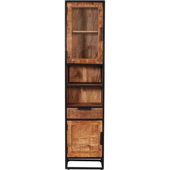 Hochschrank Sidney Mangoholz Metall natur schwarz 44x34