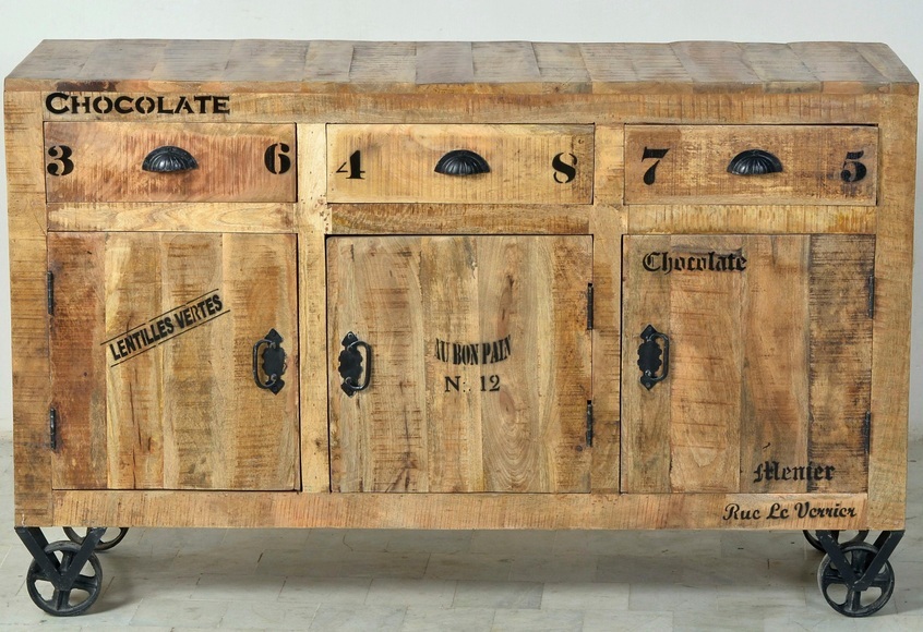Sideboard Vintage Natural Wood natur antik schwarz 140x86