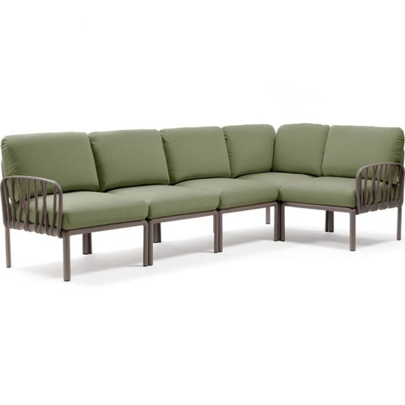 Nardi - 5-Sitzer Sofa Komodo Dunkles Beige - Dunkelgrün (135,5 x 294 x 78/154 cm)
