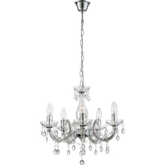 GLOBO CUIMBRA II Luster Chrom klar, Acryl klar, D:440, H:1280, exkl. 5xE14 40W 230V -