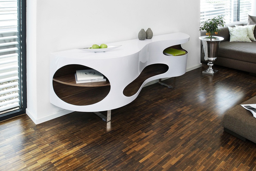 Sideboard 200x50x75cm weiss-Walnuss