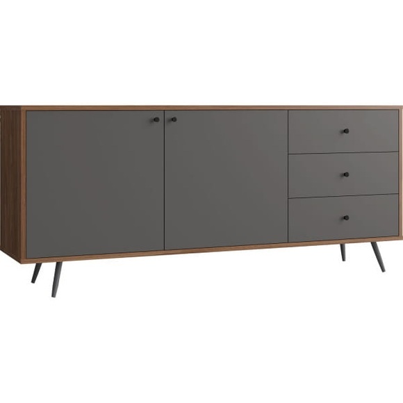 Sideboard Walnuss 176x40x76 grau