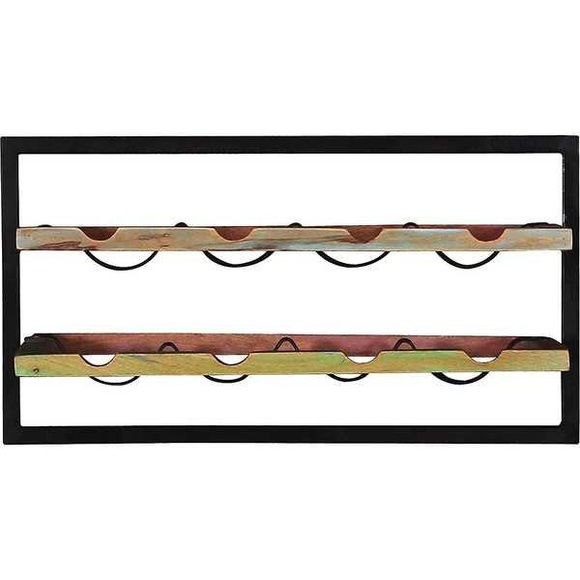 Wandregal Riverboat Altholz Metall bunt schwarz 65x25