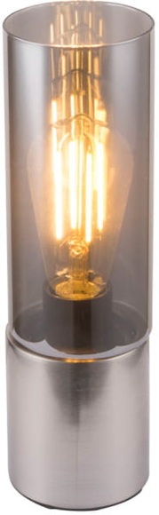 GLOBO ANNIKA Tischleuchte nickel matt, Glas rauch, Textilkabel schwarz-weiß 1,5 m, Tou