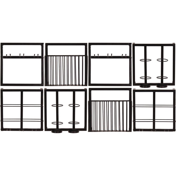Wandregal Cotry antikschwarz 120x60x60 (8-tlg)