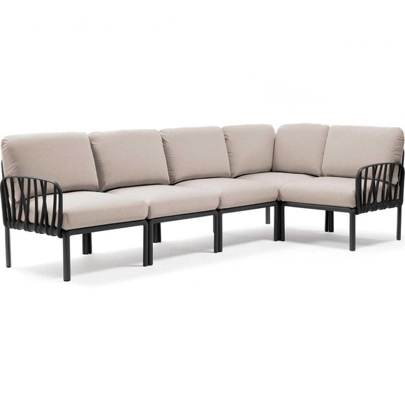 Nardi - 5-Sitzer Sofa Komodo Anthrazit - Beige (135,5 x 294 x 78/154 cm)