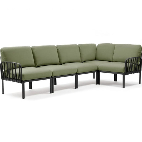 Nardi - 5-Sitzer Sofa Komodo Anthrazit-Dunkelgrün (135,5 x 294 x 78/154 cm)