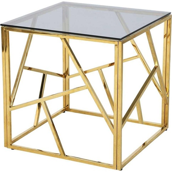 Beistelltisch Klubstix Metall Glas gold grau 55