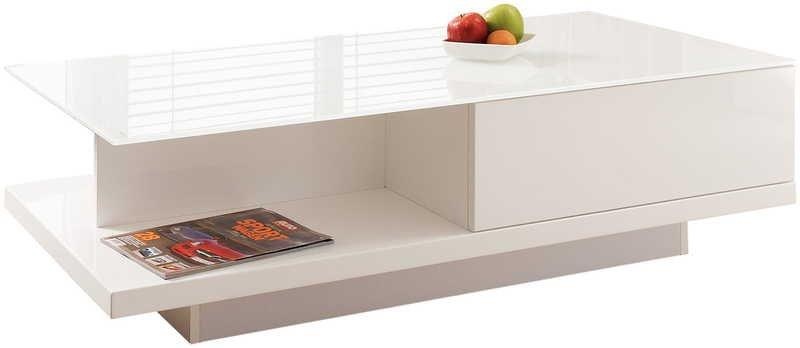 Couchtisch 120x60x36cm mit Schublade weiss