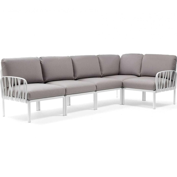 Gartenlounge Komodo (5-tlg) weiss grau