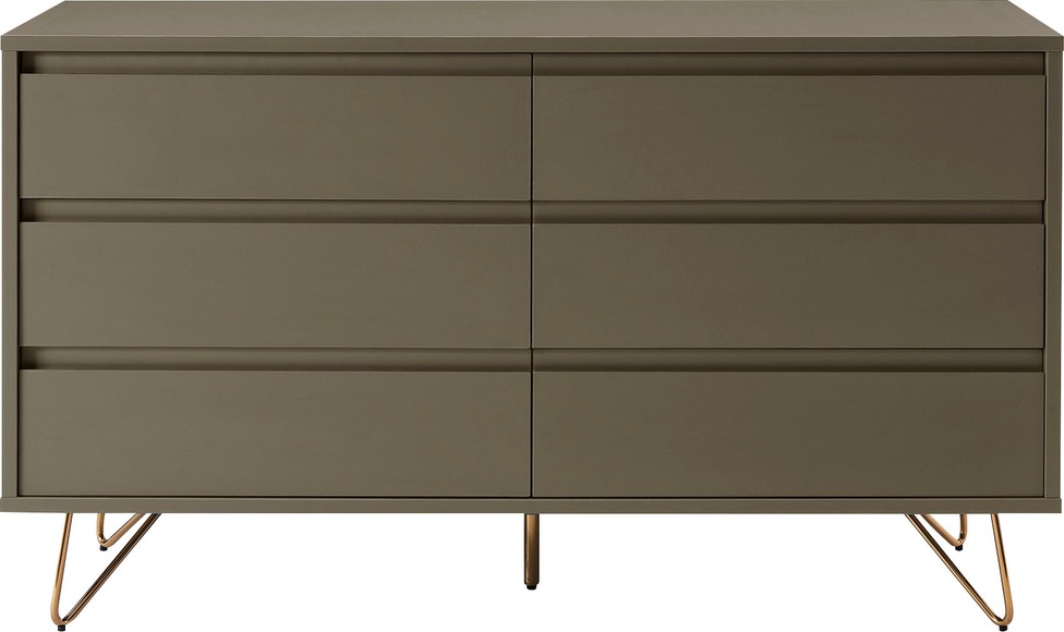 Kommode Breit 6 Schubladen grau