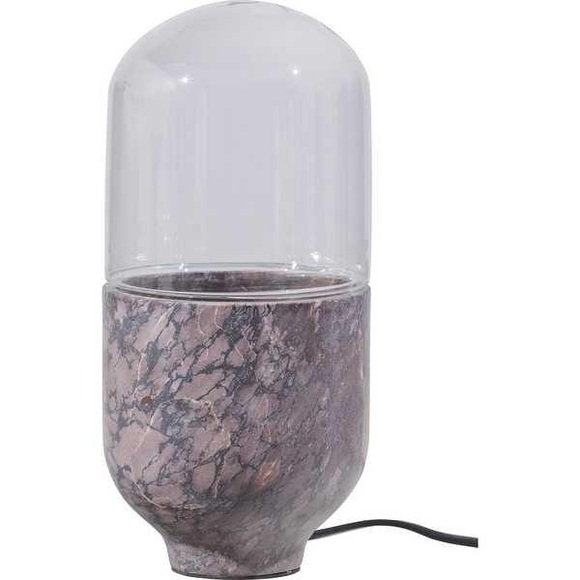 Tischlampe Asel Marmor Glas grau braun