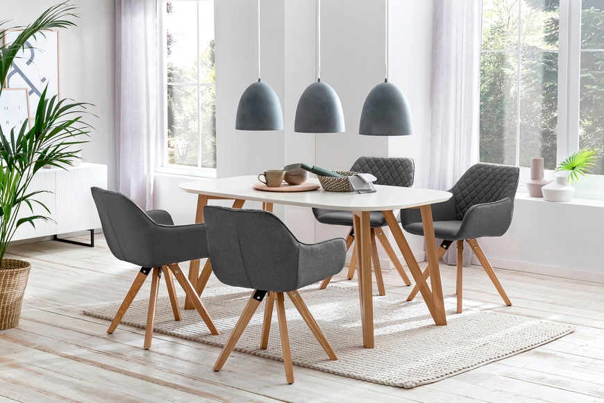 Essgruppe Weiss (5-tlg.) 160x90cm grau