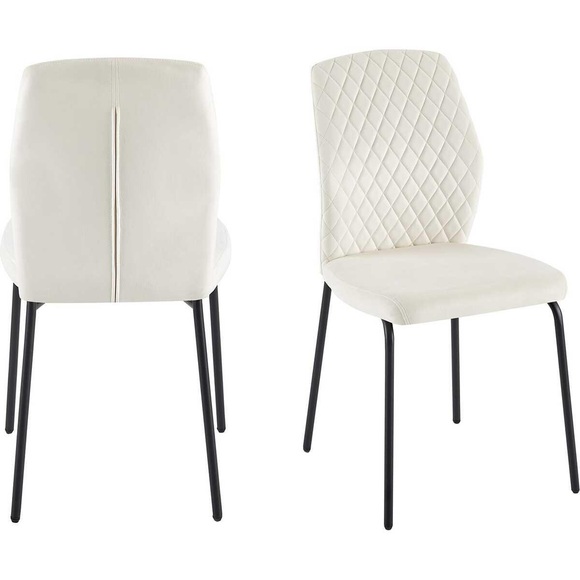 Esszimmerstuhl Snoplix Samt Metall beige (2er-Set)