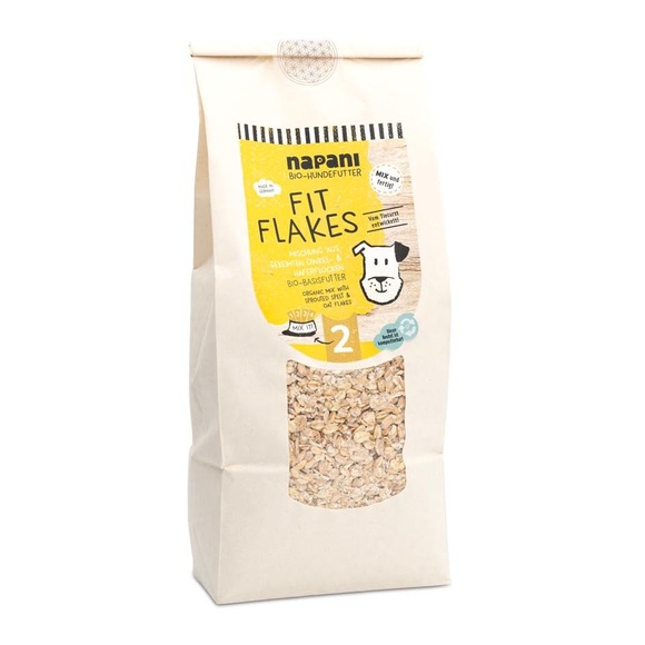 Napani Bio-Basisfutter FIT FLAKES für Hunde mit Hafer-und Dinkelflocken - Natur -