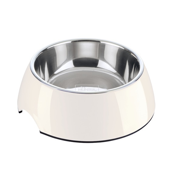 Hunter Melamin-Napf weiß mit Edelstahl-Inlet - 350 ml, Ø 14 cm