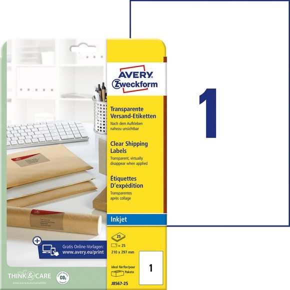 Zweckform J8567-25 Etiketten Inkjet A4 25S -