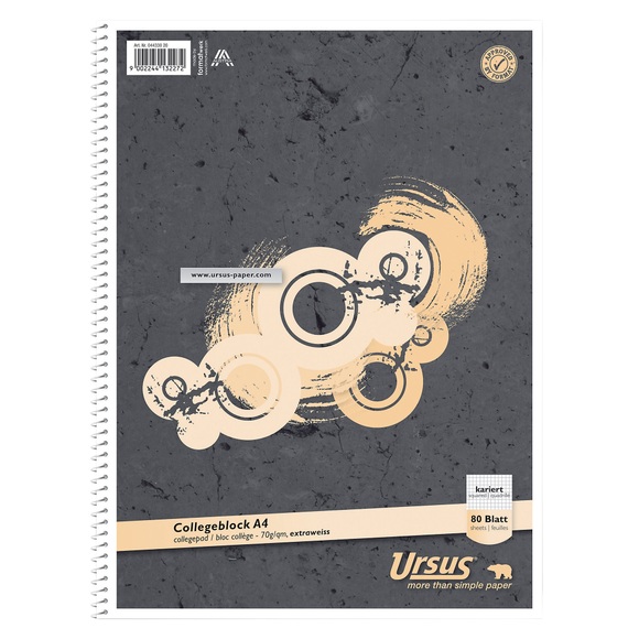 Ursus-Stil A4 Drahtgebunden Dunkelgrau Papierumschlag Notizbuch quadratisch 80 Blatt