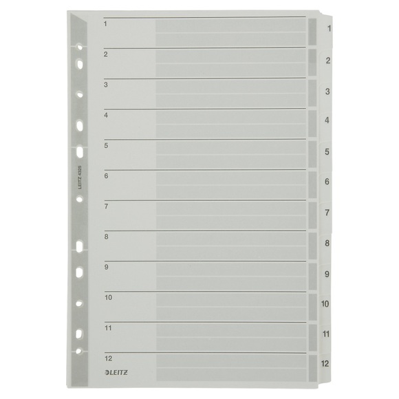 Leitz Register 4325 DIN A4 Weiß 12-teilig 11-fach Karton 1 bis 12