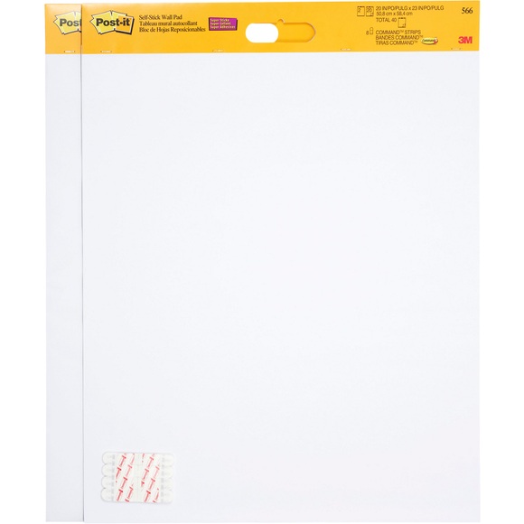 Post-it Flipchart-Papier Super Sticky 566 Weiß 50,8 x 58,4 cm 5 Stück à 20 Blatt