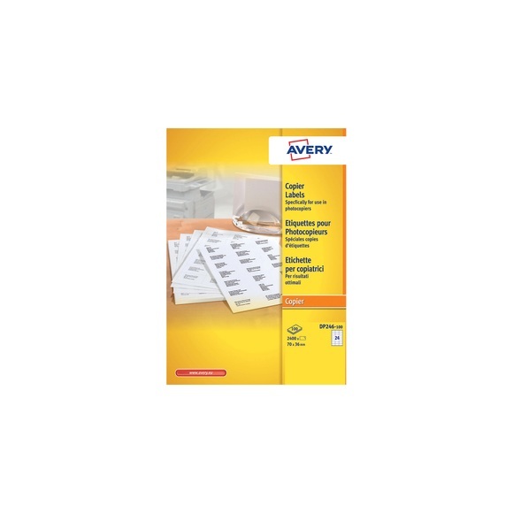 AVERY Zweckform Mehrzwecketiketten DP246-100 UltraGrip Weiss Selbstklebend A4 70 x 36 mm 100 Blatt à 24 Etiketten