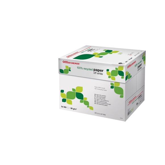 Office Depot 100% Recycling Kopier-/ Druckerpapier DIN A4 80 g/m² Off-White 55 CIE Box mit 2500 Blatt