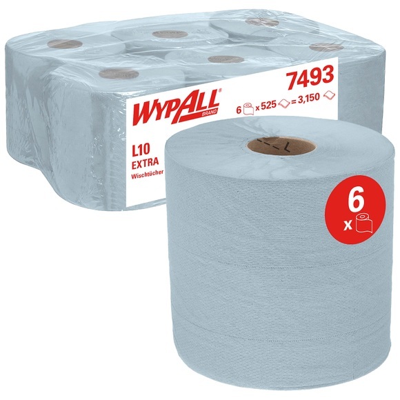 Wischtücher WYPALL L10 Extra, 6x 525 Tücher, blau