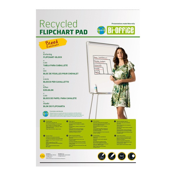 Bi-Office Flipchart-Papier Earth-it Euro 55gsm Blanko 5 Stück à 50 Blatt