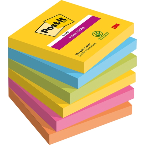 Post-it Haftnotiz 6546SR 76 mm x 76 mm Neongrün, Ultrablau, Ultragelb, Ultrapink, Neonorange 540 Blatt