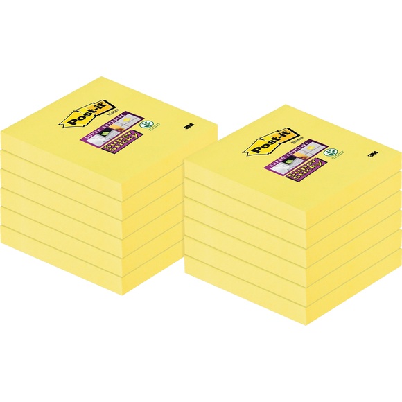 Post-it Super Sticky Haftnotizen 76 x 76 mm Kanariengelb 90 Blatt 12 Blöcke + 12 Gratis