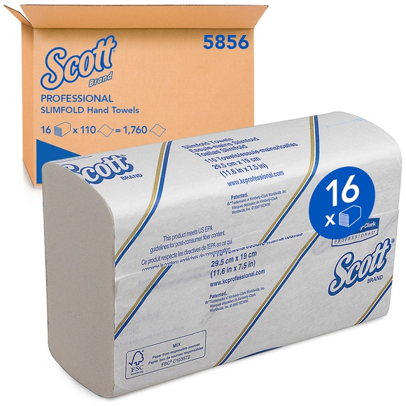 Scott Falthandtücher Slimfold 1-lagig Weiß 16 Stück à 110 Blatt
