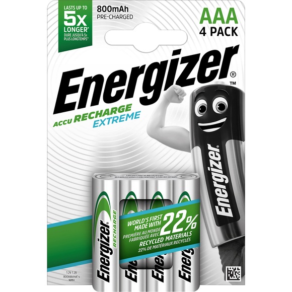 Energizer NiMH-Akku Extreme AAA 800mAh (4Stk.) Akku Batterie