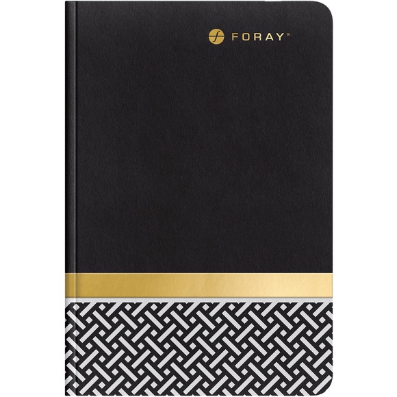 Foray Notizbuch Elements A4 Fallgebunden Schwarz Gold Pappdeckel Liniert 80 Blatt