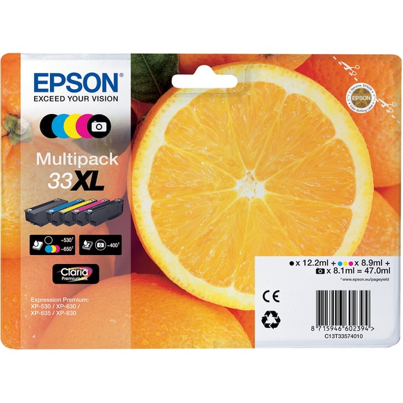 Epson 33Xl Claria Premium Multipack CMYBK/PhBK Tintenpatrone