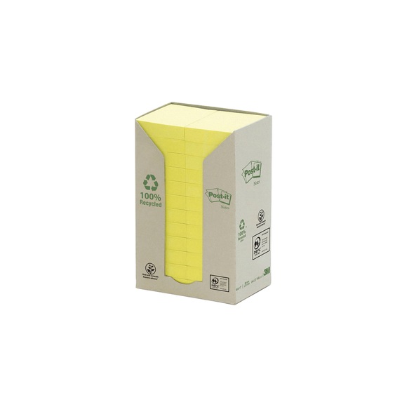 Post-it Recycelte Haftnotizen 51 x 38 mm Kanariengelb 12 Blöcke à 100 Blatt