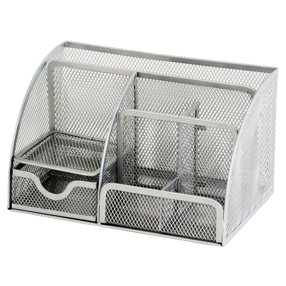 Office Depot Schreibtisch-Organizer Metallnetz Silber 22,2 x 14 x 12,8 cm