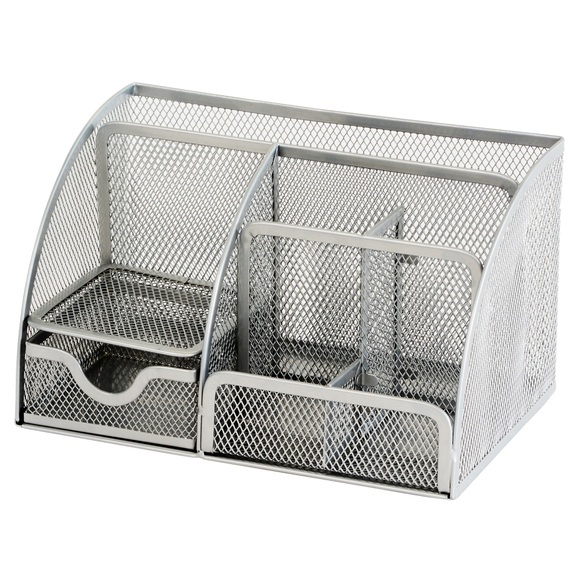 Office Depot Schreibtisch-Organizer Metallnetz Silber 22,2 x 14 x 12,8 cm