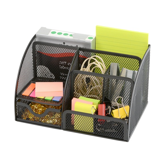Office Depot Schreibtisch-Organizer Metallnetz Schwarz 22,2 x 14 x 12,8 cm