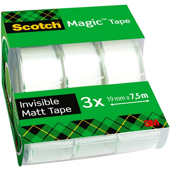 Scotch Handabroller mit 1 rolle Scotch Magic Klebeband 810 Matt Unsichtbar 19 mm x 7,5 m Pack mit 3 Handabrollers