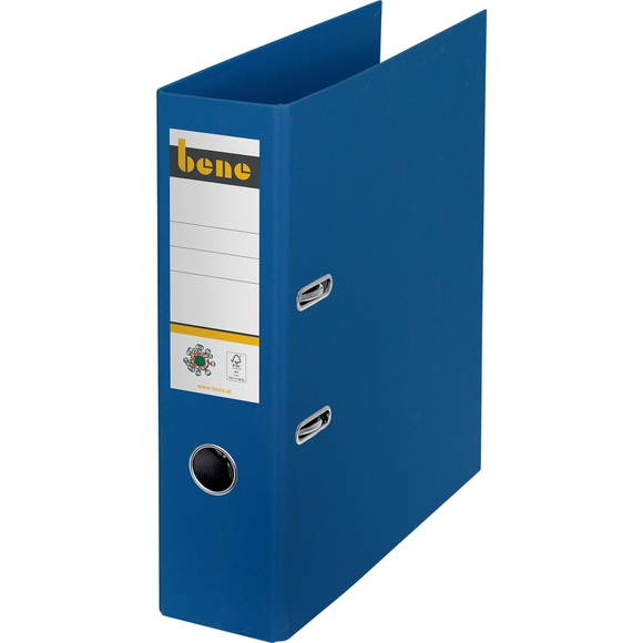Bene No.1 Power Ordner A4 80 mm Blau Pappkarton Hochformat Kohlenstoffneutral, Recyclingkarton 100%