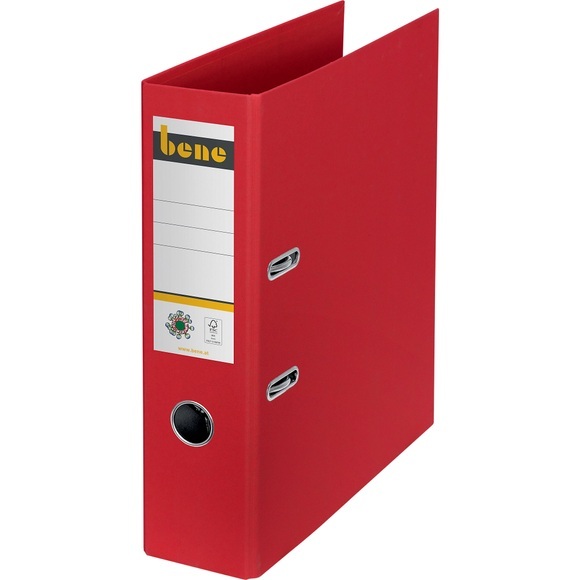 Bene No.1 Power Ordner A4 80 mm Rot Pappkarton Hochformat Kohlenstoffneutral, Recyclingkarton 100%