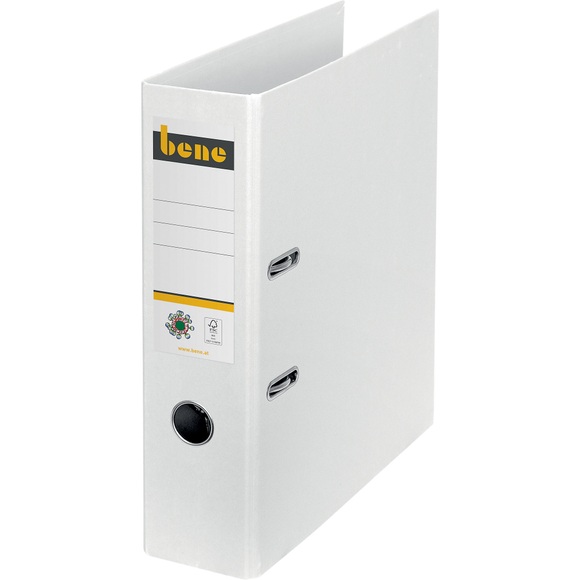 Bene No.1 Power Ordner A4 80 mm Weiss Pappkarton Hochformat Kohlenstoffneutral, Recyclingkarton 100%