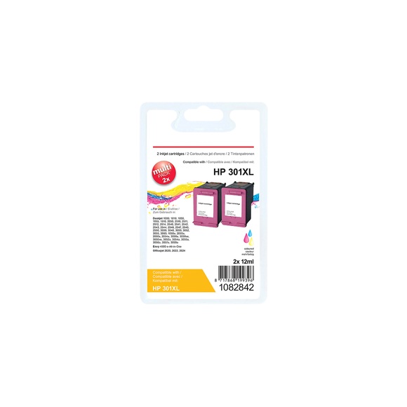 Office Depot Kompatibel HP 301XL Tintenpatrone J46AE Cyan, Magenta, Gelb 2 Stück