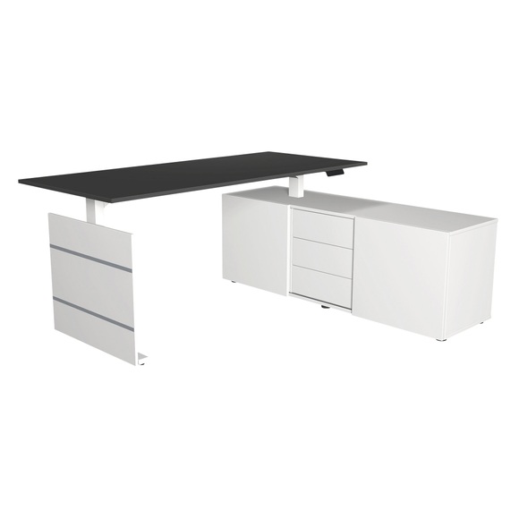 Move 3 - Schreibtisch mit Sideboard - Steh-/Sitztisch 180x80x72-120cm mit sideboard 160x50x58cm anthrazit