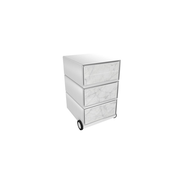 PAPERFLOW Rollcontainer easyBox 4 horizontale Schubladen 642x390x436mm PERSO WEIssER MARMOR
